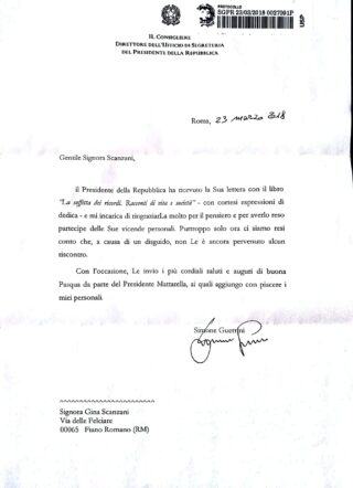 lettera del Presidente della Repubblica